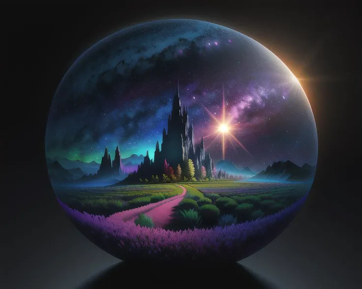 landscape with space,
backlighting, bloom
gothic in a fine art parody style,
by Christian Griepenkerl, by David Bates
Detailed, Step-by-step, Intricately designed,
High Contrast, High Saturation, masterpiece, volumetric light, vibrant colors, depth of field.