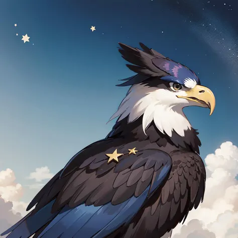 Blue eagle with a star symbol on its forehead