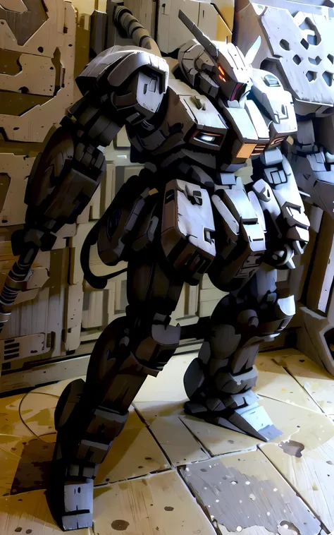 MK, mecha, dark grey gundam (makoto), full body view, (highly detailed, detailed textures, best quality:1.3) <lora:Mecha:0.9> AND <lora:mecha_offset:0.5>, <lora:add_detail:0.25>, full body shot, glowing red eyes, facing the viewer, <lora:BrutalistTech:1>, brutaltech