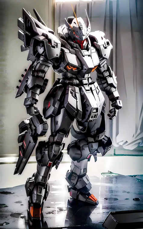 MK, mecha, dark grey gundam (makoto), full body view, (highly detailed, detailed textures, best quality:1.3) <lora:Mecha:0.9> AND <lora:mecha_offset:0.5>, <lora:add_detail:0.25>, full body shot, glowing red eyes, facing the viewer,