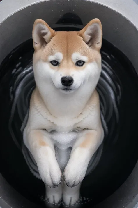 photo of 1shiba, shiba, centred, <lora:shiba_v1:0.8>,  in the BATH, bubble bath, lots of bubbles, high quality photograph, bokeh, gobo light, rim light, volumetric light, shallow depth of field, analog, kodachrome, slight smile,  <lora:Bath:0.75>, no human