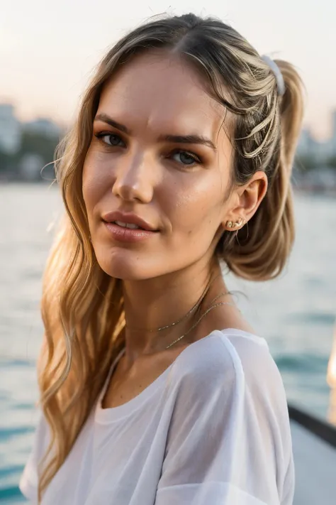 Fille un peu clair et un peu noir. Cheveux crepus raide. Coiffure chou bas. Ne vois pas les Pointes de cheuveux. Photo d'identité . Maillot a coller blanc