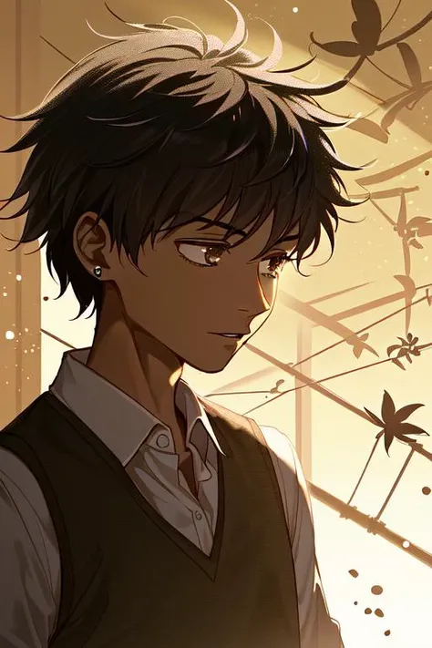 (masterpiece, best quality), 1girl, dark skin, short hair, upper body, black hair,