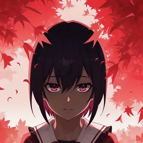 1girl, solo, short hair, black hair, semi-realistic, looking at viewer, dark skin, dark-skinned female, yandere, yandere trance,