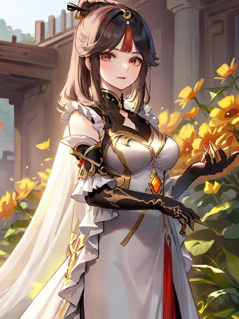 masterpiece, top quality, super detailed, high resolution, (ink painting style), excellent anatomy, beautiful 1 woman, (((solo exhibitions)), white and gold outfit, lots of decorated costumes, (cowboy shot), capture the most beautiful works of art in detail, Intricate details, figure, forest, very beautiful human art, 8K, best light, best shadow, mysterious, perfect face, highly detailed,