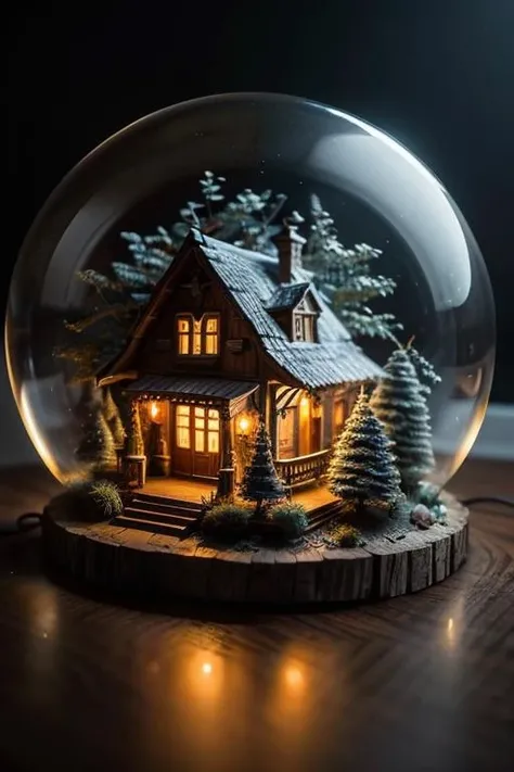 mini house, landscape, old fashion, nature, night light, a bubble, in the bubble, high detailed, masterpiece, best quality,  <lora:Bubble_Sora:0.4>, (masterpiece,best quality:1.5)