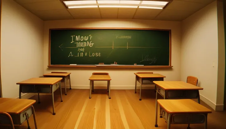 score_9, score_8_up, score_7_up, detailed, liminalspace, realistic, indoors, surreal, still life, english text, classroom, table, chair, desk, chalkboard, doorway <lora:background_liminalspaces_ponyXL:1>