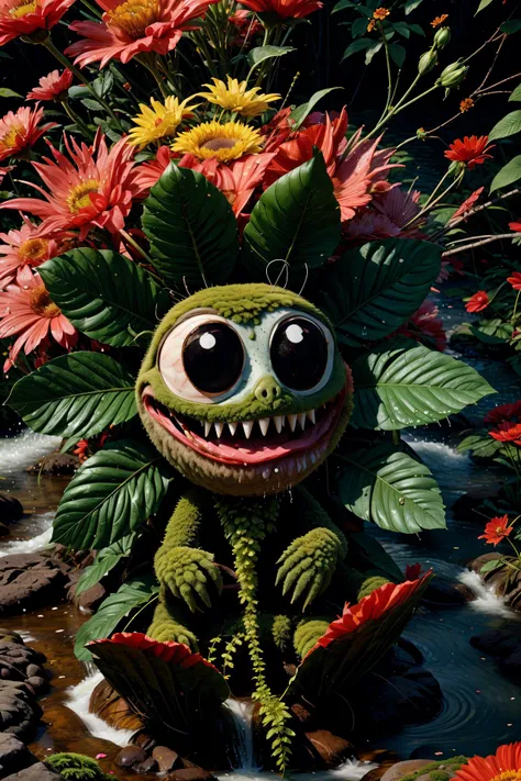 (best quality,masterpiece:1.2),(a flower with a face:1.2),(cute face, big eyes,detailed face, detailed eyes:1.2),(shtorm, waves, whirlpool:1.2), 
(action-packed, woods, fantasy, :1.20), (splash:1.2), (petals,red flowers:1.3),  (intricate details, cinematic,  extremely detailed, cinematic light:1.10),
[:fantasy art, multiply, combined, stacked, symmetric, magic, intricate, abstract, multi layer effect, after effect,:0.30],
[:in focus, glowing, fantasy, magic, giant,  reflection, light particles, surreal, :0.30],
surrealistic,mossbeast, (ultra realistic 8k cg, uhd, sharp focus, digital art:1.0),  
<lora:add_detail:0.8> 
<lora:mossbeast:1> 
 <lora:TUYA5:1>
 grin512