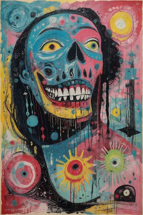 Surrealist art , masterpiece,best quality, surrealistic,tuyawang,abstract,doodle art, ultra high res, highly detailed, (style of Frank Bowling:1.4), (abstract expressionism art:1.4), woman with body made of ice, BREAK, (emotionless:1), loneliness, ice cold eyes, alone, snowflakes, frozen, cracks, destroyed, blue and white theme, bleeding colors, visually stunning, beautiful, gorgeous, emotional, intricate, perferct shading, (photorealistic:1.6), <lora:TUYA5:1> . Dreamlike, mysterious, provocative, symbolic, intricate, detailed