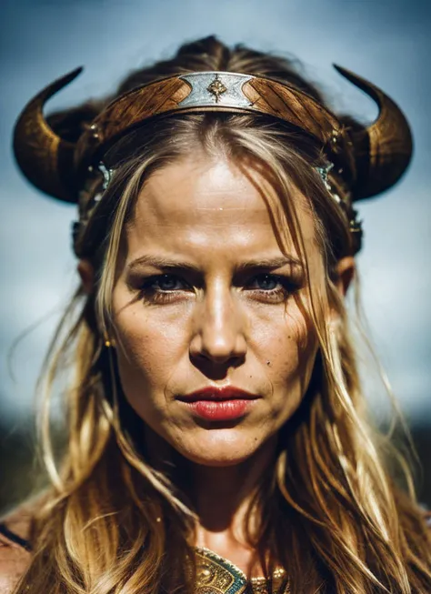 analog style, modelshoot style, A stunning intricate full color portrait of (35 years old sks woman:1) as (viking warrior), (barbarian), epic character composition, by ilya kuvshinov, alessio albi, nina masic, sharp focus, natural lighting, subsurface scattering, f2, 35mm, film grain, <lora:locon_juliebenz_v1_from_v1_64_32:1.3>