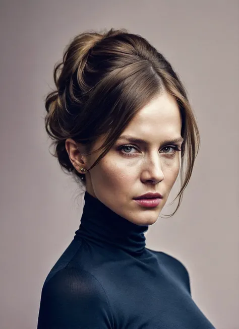 A stunning intricate full color portrait of (sks woman:1), wearing a black turtleneck, epic character composition, by ilya kuvshinov, alessio albi, nina masic, sharp focus, natural lighting, subsurface scattering, f2, 35mm, film grain, <lora:locon_juliebenz_v1_from_v1_64_32:1.3>