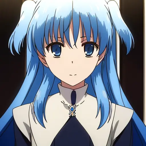 (masterpiece, best quality, hi-res:1.2), 1girl, solo, long hair, blue hair, blue eyes, two side up, looking at viewer, dress <lora:chthollyLORA415-000003:1>