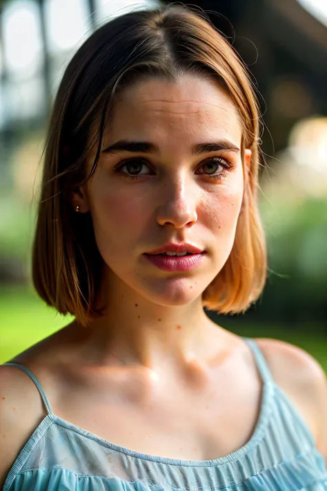 photoshoot of eleonoraRom1, (blonde hair), detailed skin texture, (blush:0.2), (goosebumps:0.3), (light blue dress), subsurface scattering, Photorealistic, Hyperrealistic, Hyperdetailed, analog style, hip cocked, demure, detailed skin, matte skin, soft lighting, subsurface scattering, realistic, heavy shadow, masterpiece, best quality, ultra realistic, 8k, golden ratio, Intricate, High Detail, film photography, soft focus