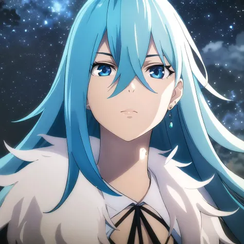 <lora:Vivy_Lora_10:0.75>,  
1girl,vivy, (detailed eyes:1.1),symbol on neck, solo, long hair, looking at viewer, bangs, blue eyes, hair between eyes, jewelry, closed mouth,lips, blue hair, earrings, fur coat, (night,outdoors:1.2), close-up, stars, starry sky, sky, shouting, 
(high quality, highres, best quality:1.2),  4k, <lora:NoiseOffset_v2:1.0>