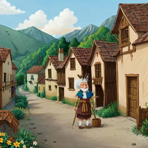 <lora:picture_book:0.8> village