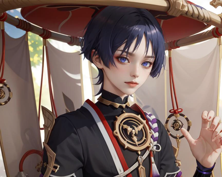 (masterpiece, best quality),(depth) of (field), <lora:Scara_Balladeer:1> Scara_Balladeer, 1boy, japanese clothes, japanese armor, <lora:handsome_male:0.6>, adult