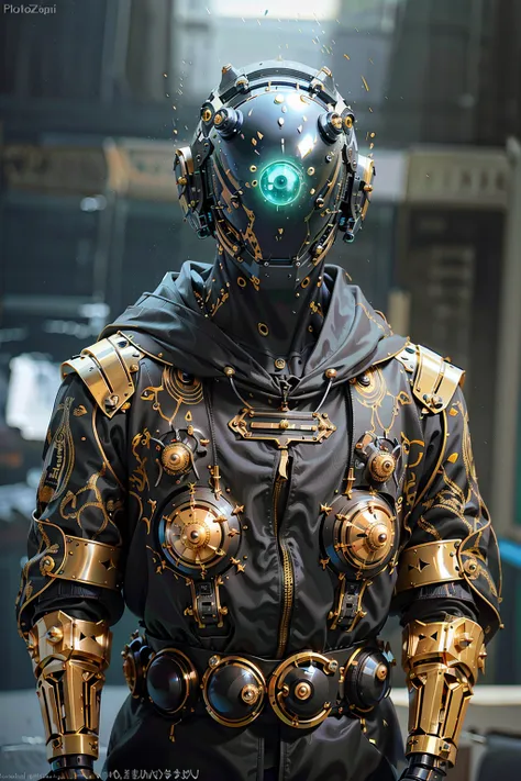 1 robot, organic, glowing eyes, cyberhelmet, biomechanical, diffuse lighting, fantasy, intricate, elegant,cloak,  highly detailed, lifelike, photorealistic, digital painting, artstation, illustration, concept art, smooth, sharp focus, art by John Collier and Albert Aublet and Krenz Cushart and Artem Demura, upper body, EbonyGoldAI, mshn, mshn robot
<lora:cyberhelmetv0.7:0.7>    <lora:mshn:0.3> <lora:EbonyGoldAI:0.5>