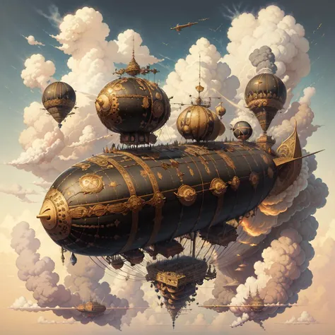 <lora:EbonyGoldAI:.9> EbonyGoldAI dirigible in skies