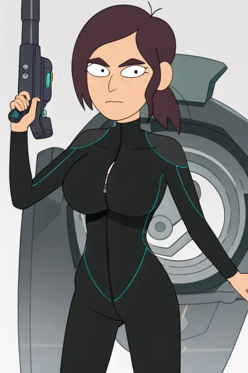 <lora:Reagan:0.8>, 1girl, 4k, Reagan, wetsuit, standing, unzipped, cleavage, large breasts, looking at viewer, solo, open wetsuit,