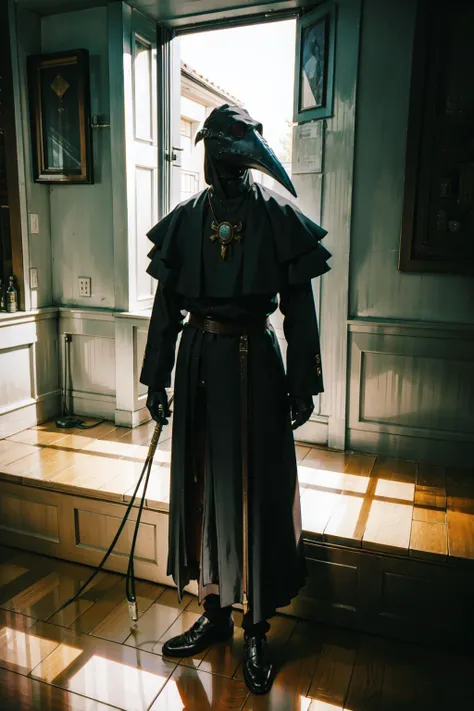 natural lighting, soft lighting, sunlight, HDR (High Dynamic Range), Maximum Clarity And Sharpness, Multi-Layered Textures,
1 male,medieval doctor,beak mask,gentleman,
<lora:yushuang:0.8> Plaguecore, outfit