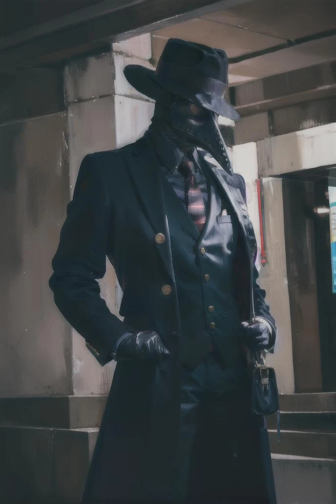 1 man,handsome guy, tough guy,body builder,,black_headwear, blurry, formal, hat, suit, tiles, solo, shirt, gloves,holding, jacket, male_focus, necktie, black_gloves, pants, black_jacket, mask, black_pants, fedora, black_suit, long coat,bible,in subway,busy people
Plaguecore, outfit <lora:Plaguecore:0.8>
<lora:OilPaint:0.8>
<lora:msw_v10:1>
