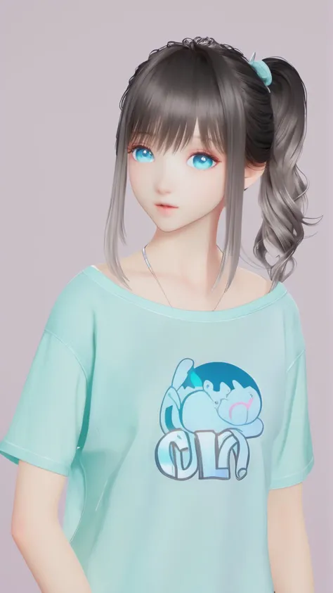 (8k, best quality, masterpiece), (ultra-detailed:1.1), (high detailed skin),1girl, aqua_background, bangs, black_hair, blue_background, blue_eyes, collarbone, long_hair, looking_at_viewer, parted_lips, ponytail, shirt, sidelocks, simple_background, solo, upper_body, <lora:lumi_xl:0.8>