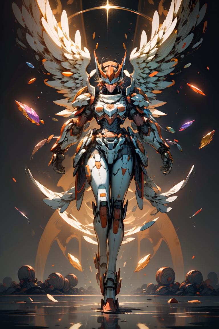 A woman with wings and a halo above her head - SeaArt AI