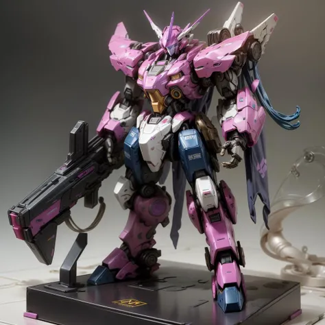 mecha, Award winning , product photography of (mecha toy figurine), pink and violet <lora:Mecha:1>