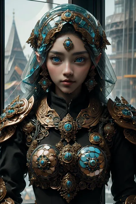 best quality,masterpiece,highres,masterpiece,Highly detailed,ultra-fine painting,sharp focus,badge,(((text"lingko"))),blue eyesï¼jewelry, ((steel,badge)),((metal)),glass ,crystal,blue glass,,gear,3D,Layered image_dir.,,<lora:nijiarmor_anime_v2:0.7>,<lora:Mecha - Ebony Gold Mecha:1>,<lora:Cool Hong Kong Girl:1>