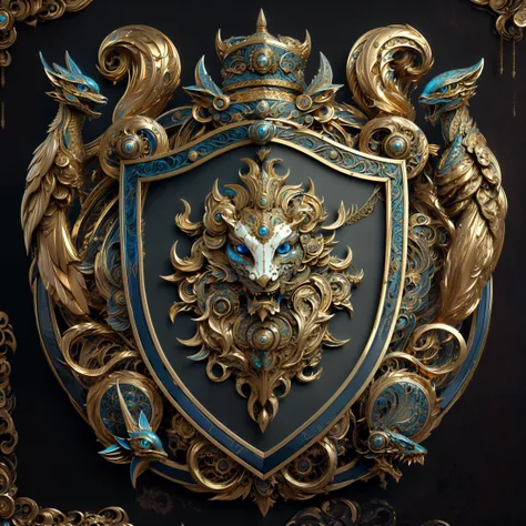 best quality,masterpiece,highres,masterpiece,Highly detailed,ultra-fine painting,sharp focus,badge,blue eyesï¼jewelry, ivory gold edge, steel,badge,metal,glass ,gear image_dir,text"lingko"<lora:nijiarmor_anime_v2:0.7>,<lora:Mecha - Ebony Gold Mecha:1>,<lora:Cool Hong Kong Girl:1>