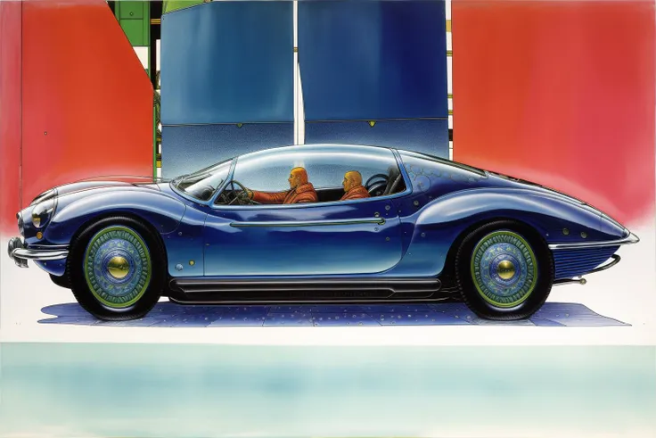 Masterpiece, best quality, hi res, 8k, hi res, 8k, award winning , (sharp focus, intricate, highly detailed) <lora:moebiuscolor:1> moebiuscolors, drawing of a marketfuturistic car