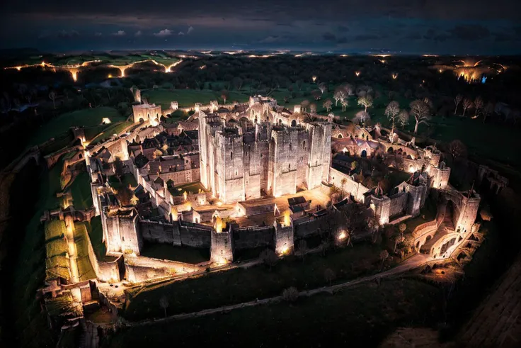 (masterpiece, best quality:1.2), ultra-detailed, Castle (at night very dark light magic landscape:1.3), (white dead trees and black grass:1.3), (realistic:1.5), <lora:EdobMedievalCastleTopView_v1.0:1> <lora:Hell2_v1.0:0.3>