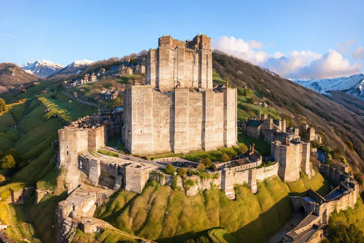(masterpiece, best quality:1.2), ultra-detailed, Castle snow mountains, (realistic:1.5), <lora:EdobMedievalCastleTopView_v1.0:1>