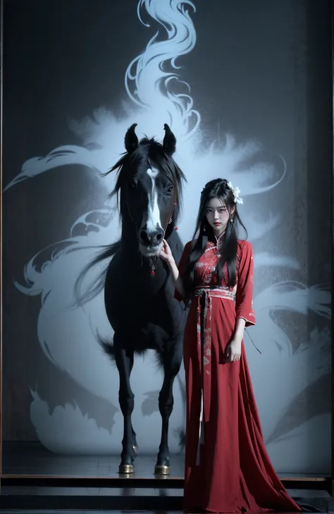 (dramatic, gritty, intense:1.4),masterpiece, best quality, 32Kinsane details, intricate details, hyperdetailed, hyper quality, high detail, ultra detailed, Masterpiece, (full body:1.5),  Red eyes
an girl in a red dress is in front of white eyes, Unreal background, smoke and mist, like something coming out. Chinese Taoist ghost legendhorror-inspired, Chinese Horrordollcore, dark violet and light blue, contrast between light and darkphoto-realistic hyperbole, japonism influenced pieces, cryptidcoreJunji Ito, miho hirano, ilya kuvshinov, Yimou Zhang, Thick paintings, oil paintings, ink drawingscinematic textures, top view, extreme close-ups, REALISTIC 3D, ULTRA DETAILED. Blender, C4D, high detail, high resolution,
A shot with tension(sky glows red,Visual impact,giving the poster a dynamic and visually striking appearance:1.2),Chinese Zen style,impactful picture,
<lora:~Q?-~cYs<:0.8>