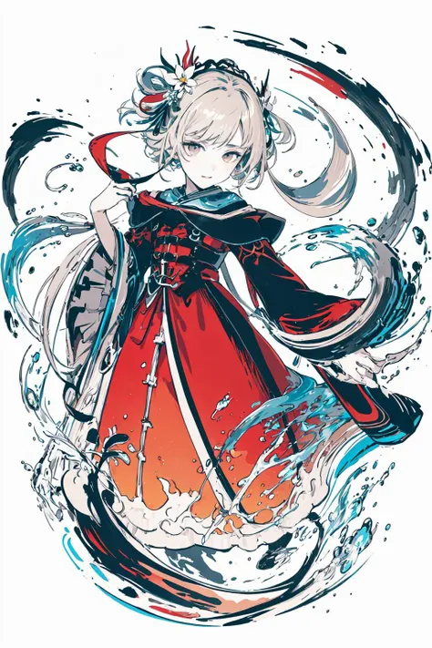 (masterpiece, best quality:1.3), (flat color:1.3),(colorful:1.3),looking at viewer,1girl,solo,floating colorful water, <lora:zyd232_InkStyle_v1_0:0.8>