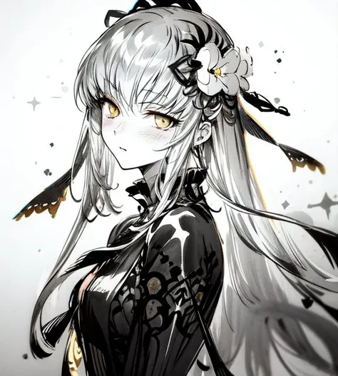 <lora:Code Geass - C.C. @ c.c.:0.7>, c.c., 1 girl, hair ornament, long hair cut, golden eyes, blush,
cute dress, intricate details,
medium shot, looking at viewer, portrait,
<lora:add_detail:1>, <lora:sxz-niji-v2:0.33>, <lora:zyd232_ChineseInkStyle_v1_0:1>, monochorome, zydink, ink, ink splash, ink sketch, white background