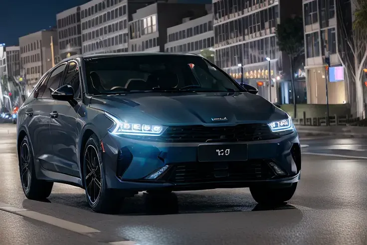 a Whtie car in road,night, photorealistic, shot by Sony a7iii,<lora:K5:0.8>
