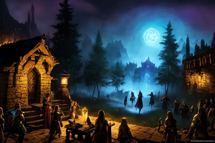 role-playing game (RPG) style fantasy KParkinson, epic woman warrior,  standing outdoor, night, city of waterdeep in forgottenrealms, Classic_DnD , Demon_War, MegaTits, <lora:Classic_DnD:0.2> <lora:Demon_War-000008:0.2> <lora:MegaTits-000010:0.2> <lora:KParkinson-000008:0.2>, detailed, vibrant, immersive, reminiscent of high fantasy RPG games
