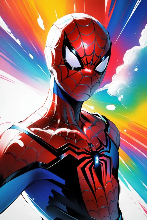 <lora:attire_spider-man:1> spider suit, spider-man, male focus, superhero, mask, portrait, upper body, bald,
BREAK (psychedelic background:1)