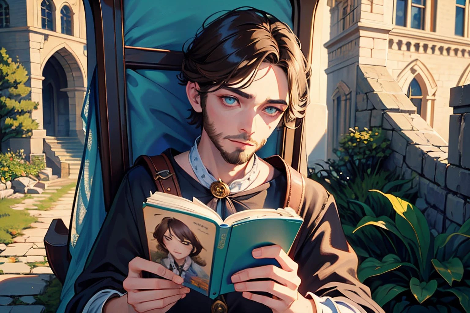 an awarded profesional photography of (1man:1.3) wizard with teal eyes with male Regal pompadour with side part hairstyle hairstyle and short beard in Brown Sugar Blonde color, dressed as Beastmaster despair, playing a game playing games in in a post-apocalyptic crumbling castle, stuck drawbridge, weedy courtyard, dusty throne, faded tower flag. ,(epic scene:1.3),ultradetialed character with perfect face,detailed skin,(ultrasharp:1.3),(masterpiece:1.1),best quality,(photorealistic:1.2),ultrarealistic,realistic ultradetailed character,4k perfect quality, <lyco:GoodHands-beta2:1> by by Henri Cartier-Bresson Rim Lighting camera angle pov and portrait Magnificent,Imperceptible detail,Intricately designed, (perfect quality face:1.5) hyper-detailed complex, insanely detailed, detailed clothes, detailed skin, detailed body, , 1man, realistic lights, realistic shadows, profesional photo,