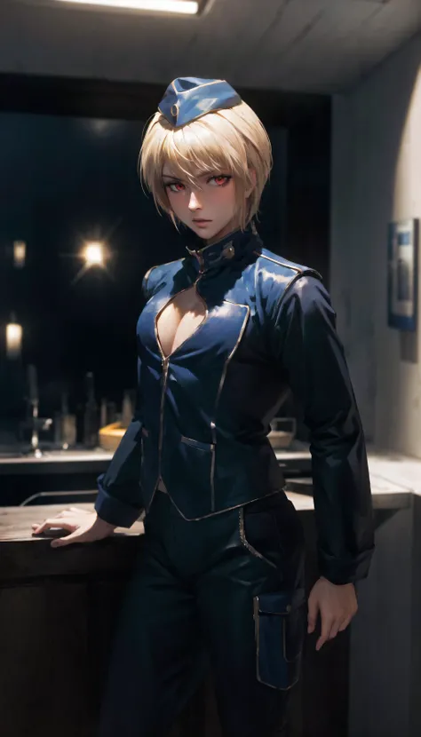 (cowboy shot), sfw, (masterpiece), (best quality:1.0), (ultra highres:1.0), detailed eyes
BREAK
<lora:Kurapika:0.7> Kurapika, 1boy, male focus, red eyes, smug
<lyco:edgtoxic_retrained, cleavage cutout, garrison cap:0.8> wearing edgtoxic, cleavage cutout, garrison cap
BREAK
(village, indoors, gorgeous view)