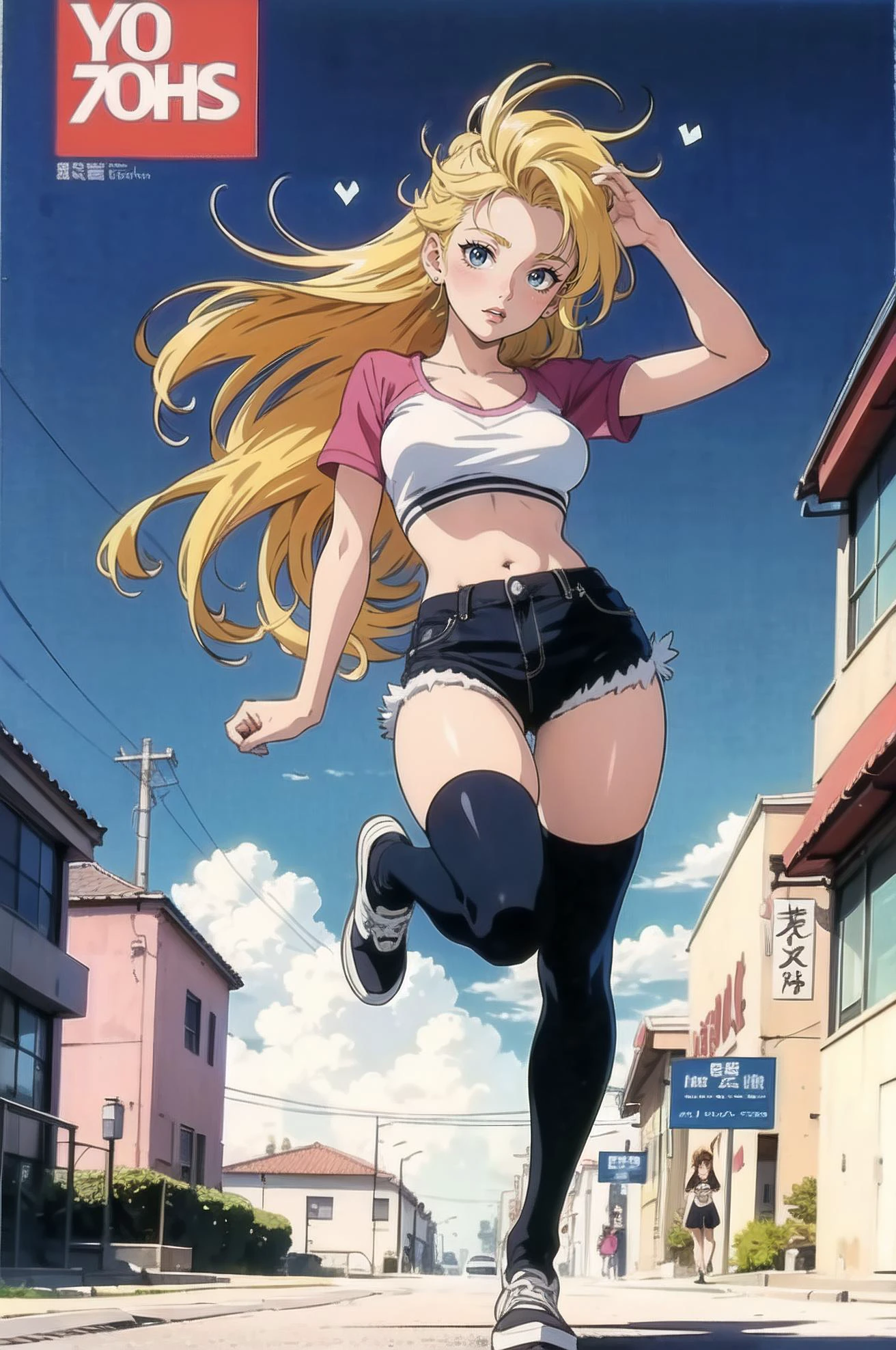 (masterpiece, top quality, best quality), (splash art), woman, (80s anime style, 90s anime style), manga cover, slice of life, casual,
