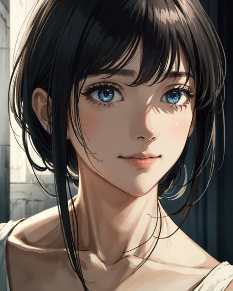 masterpiece, best quality, photorealistic, 8K, RAW photo, ultra highres, extremely detailed eyes and face, extremely detailed,absurdres,1girl,slender,small breasts, upper body, light smile, <lora:makimaChainsawMan_offset:1>