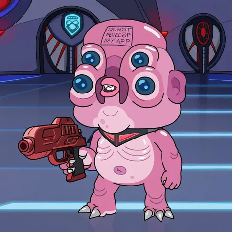 (western animation, cartoon :1.0), Glootie alien, holding gun, standing in spaceship corridor, full body, full shot
<lora:Glootie_AnimagineXL_V30_v2:.8>