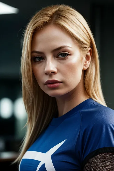 photo of beautiful (tl0rds-130:0.99), a woman with perfect blonde hair, wearing Cobalt Blue (compression shirt:1.1), (office:1.1), closeup portrait, modelshoot style, (extremely detailed CG unity 8k wallpaper), professional majestic photography, (Leica M6 Camera), 24mm, exposure blend, hdr, faded, extremely intricate, High (Detail:1.1), Sharp focus, dramatic, soft cinematic light, (looking at viewer), (detailed pupils), 4k textures, elegant, ((((cinematic look)))), soothing tones, insane details, hyperdetailed, low contrast, epiCPhoto