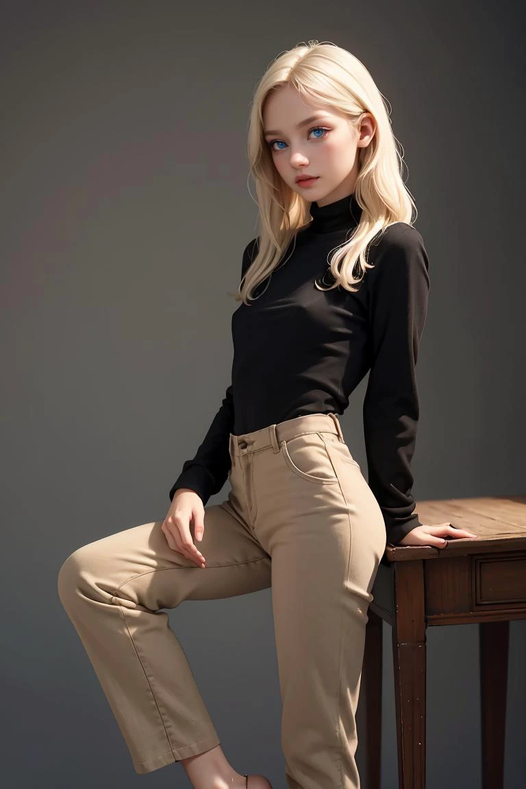 ( detailed realistic background:1),
( official art, beautiful and aesthetic:1 ),
realistic lighting,
cinematic lighting,
hyperrealism,
soothing tones,
muted colors,
high contrast,
soft light,
sharp,
artistic photoshoot,
,
( cute, petite ),
slender,
european,
pale cheeks,
square face shape with angular jaw,
natural "no-makeup" makeup,
,
feet,bare neck,
platinum blonde hair ,
eyes,
standing ,
wearing corduroy wrap blouse,cropped pants and stilettos,