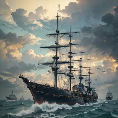score_9, score_8_up, score_7_up, source_anime:0.3, Digital art, Concept art, Doric architecture of a Yew, designed by George Callaghan, maritime art, seascapes, naval battles, realistic depictions of ships, cityscape, anime key visual, creative, D&D, fine detail, magic atmosphere, beautiful elegant, striking, atmosphere
