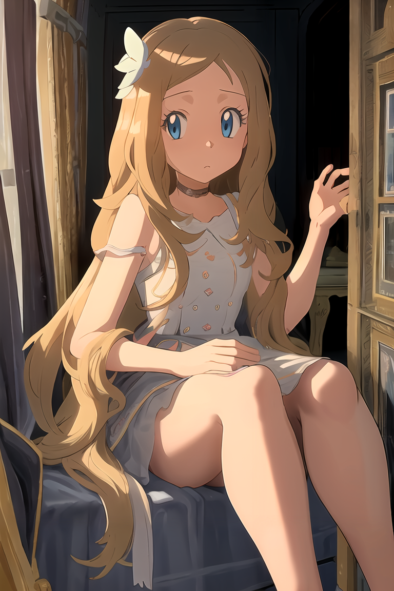Anime girl sitting on a chair in a room with a window - SeaArt AI