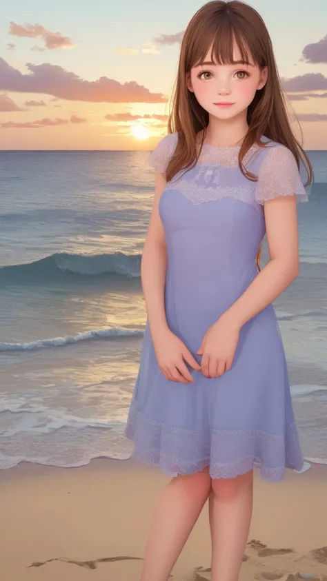 duckerica 1girl solo beautiful face realistic long hair brown hair brown eyes full body cshy cyan dress <lora:DuckErica:0.5> <lora:Dress No.5 V3 cshy:0.5> BREAK beach sunset
