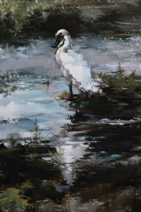no_humans, signature, traditional_media, water, solo, open_mouth, artist_name, bird, animal, animal_focus, duck, impressionist<lora:impress:1.2>